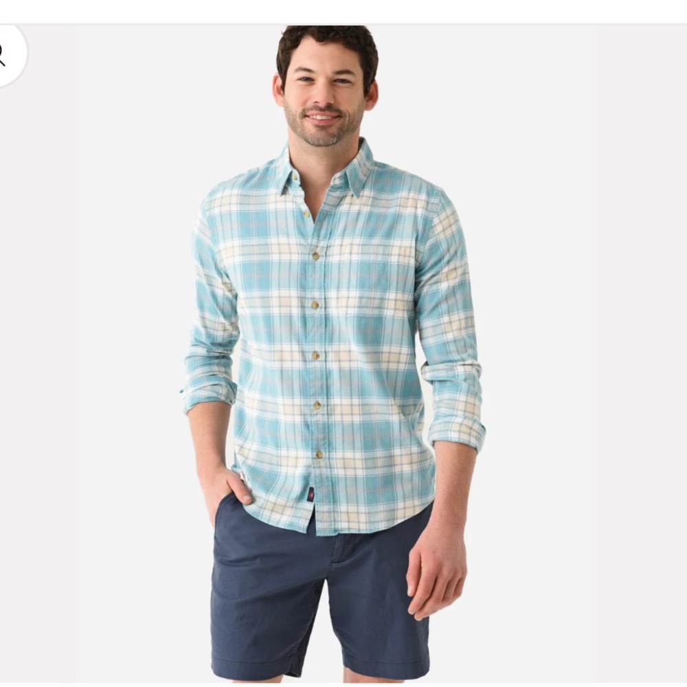 Faherty Blue and White Casual Button Down Shirt mens large flannel